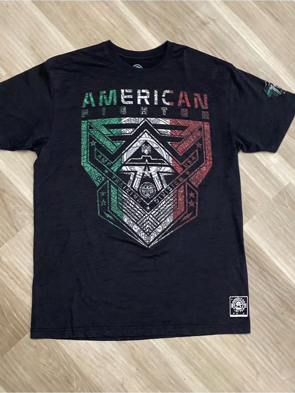 American Fighter Shirt Mens 2XL XXL Black Graphic Tee Mexican Flag Training Div